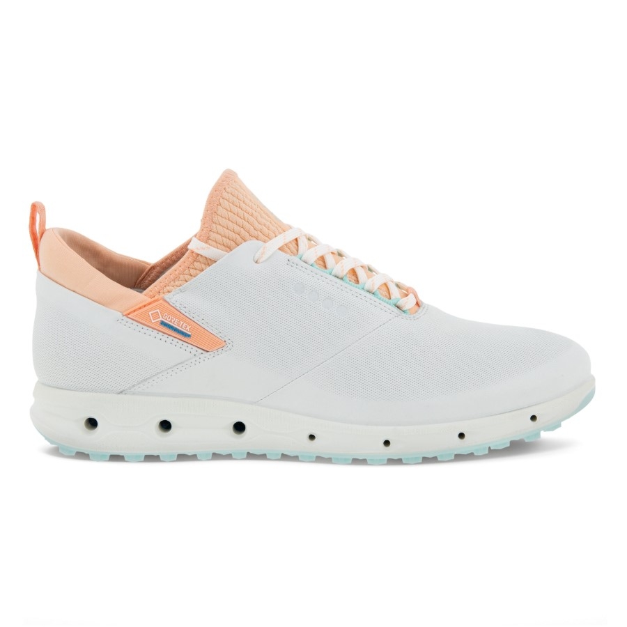 Women Golf Cool Pro Golf Shoe Ecco White-Peach Nectar Ireland